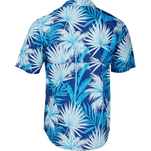 New SCALES Men's MEDIUM Palm City Button Down Shirt Blue Lightweight Fishing - Picture 2 of 4